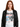 Woman wearing a Bon Jovi Japan Tour White T-Shirt under a black leather jacket.