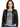 Woman wearing Ramones Presidential Seal T-Shirt under a leather jacket, showcasing punk rock style.