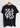 The Go-Go's Classic Logo T-Shirt displayed on a wooden hanger, featuring bold white lettering on a black background.